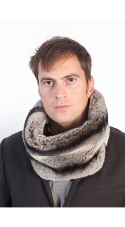 Rex chinchilla fur neck warmer - horizontal